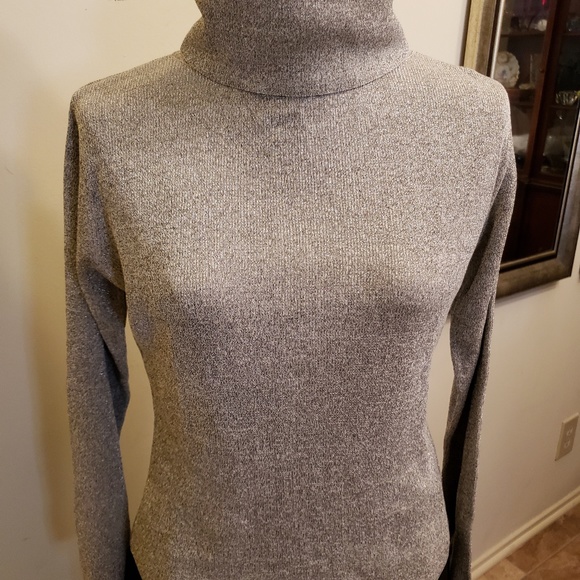 Joseph A Silver Metallic Turtleneck 